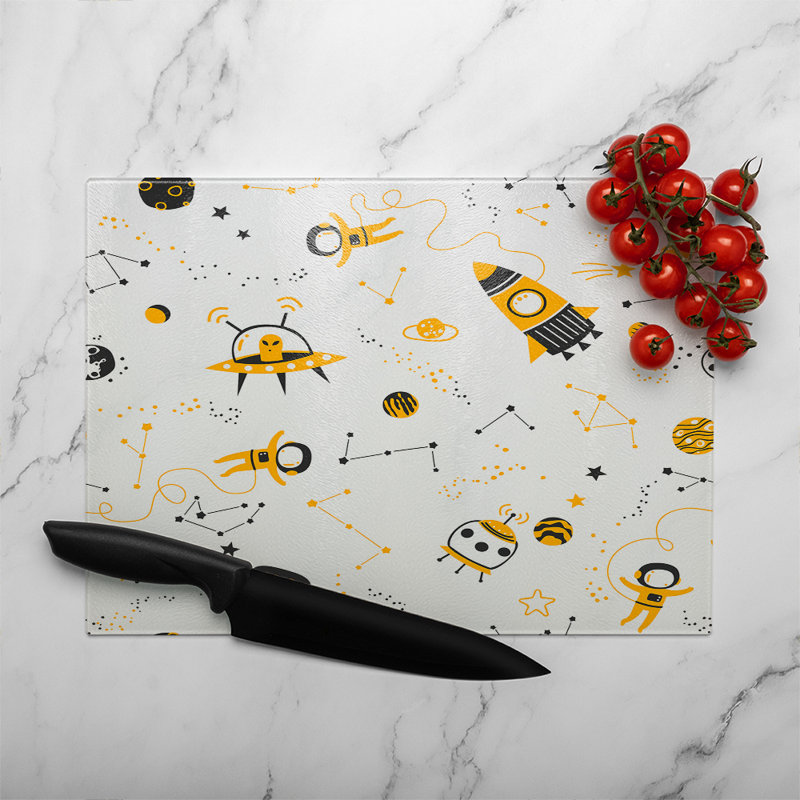 Space Pattern Glass Chopping Board, 40cm L x 28cm W