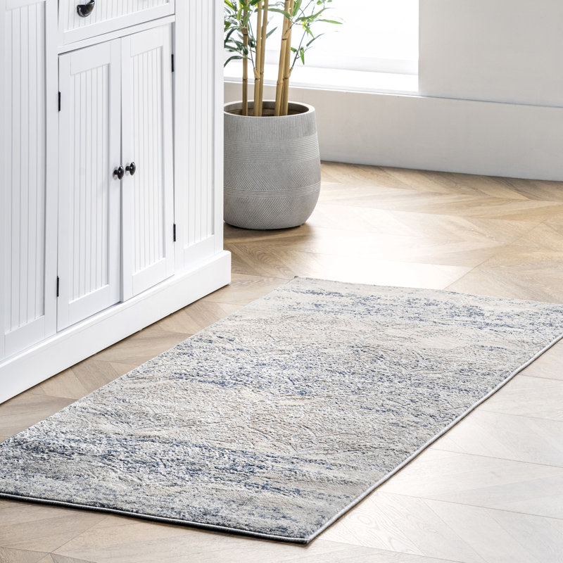 Tapis argenté Cassaday, Tapis de couloir 2 pi 2 po x 8 pi