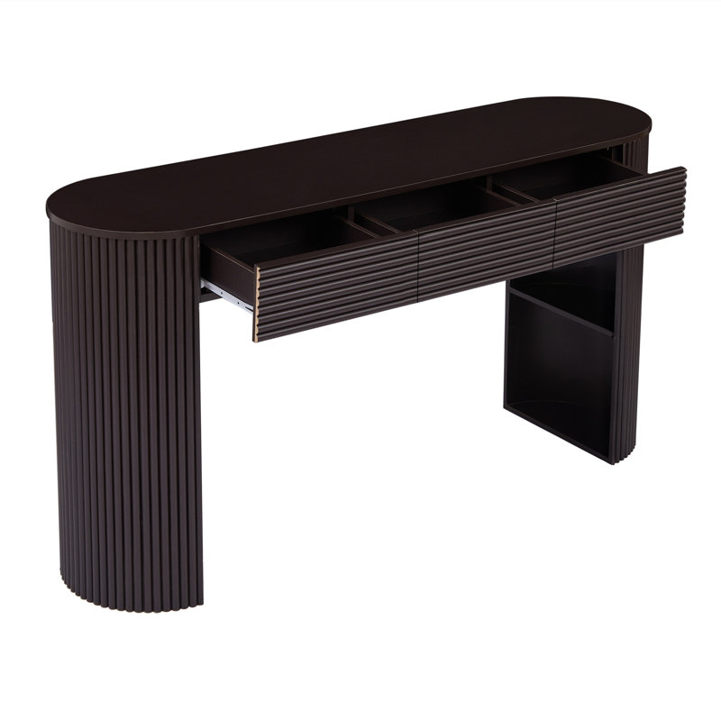 Console moderne à 3 tiroirs Nara, Bois espresso
