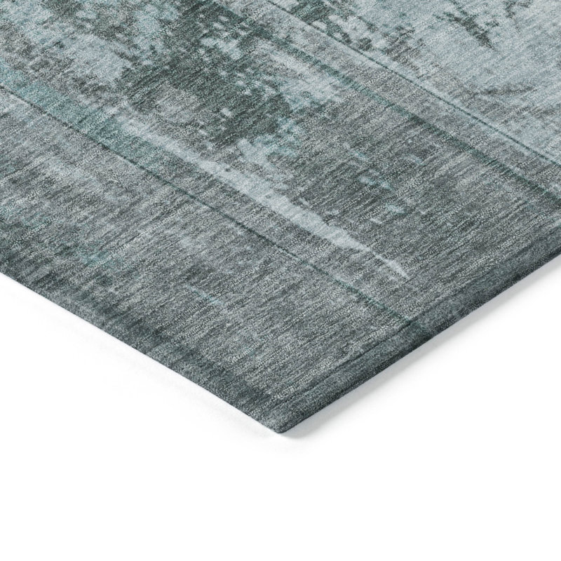 Machine Washable Indoor/Outdoor Cinead ACN1715 Teal 1'8" x 2'6" Rug, Rectangle 3' x 5'