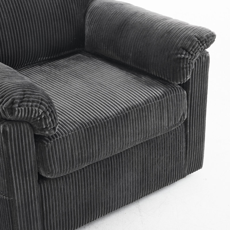 33" Swivel Barrel Chair, Upholstered Armchair With Side Pockets, Gray Chenille