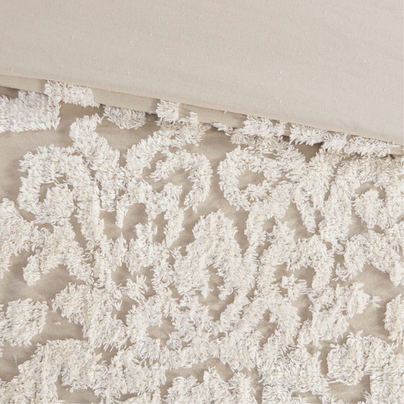 Housse de couette pour lit très grand / très grand en coton avec taies décoratives assorties l 104 po x L 92 po, Beige