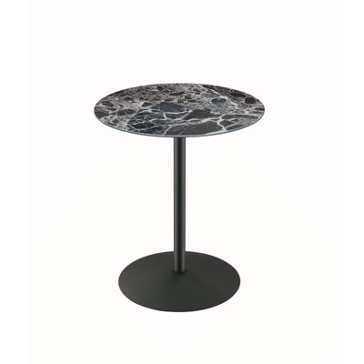 17.5"W End Table With Black Marble Textured Top