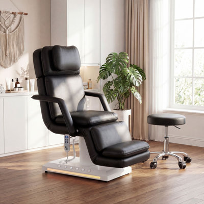3-Motor Professional Electric Massage Table with Adjustable Height, Backrest & Leg Rest, Remote & Foot Control, Included 360° Swivel Height-Adjustable Stool