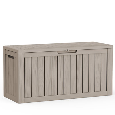 300L Large-Capacity Patio Storage Box, Heavy-Duty Polypropylene Box with Sit-On Lid & All-Weather Resistance