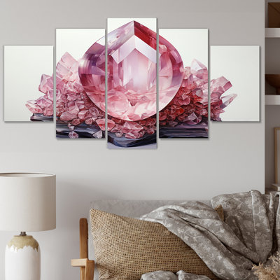'Spiritual Stone Rose Quartz - Spiritual Stone Canvas Art Print - 5 Panels