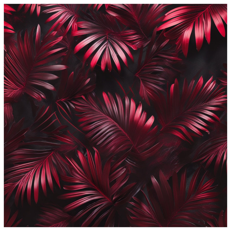 Red Palm Leaves Comforter, Queen