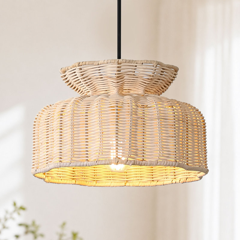 Luminaire suspendu 11 po Modern, Rotin naturel
