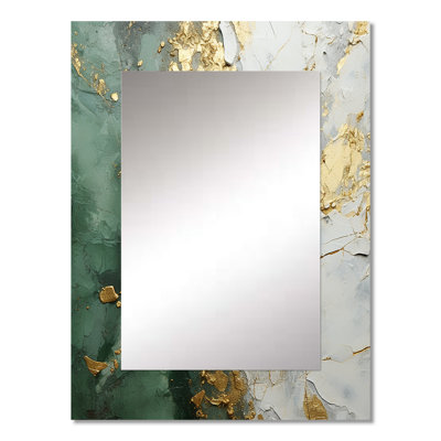 Gold And Green Paint Fusion - Abstract Painting Unique Wall Mirror, Modern Mirror, Printed Metal Art