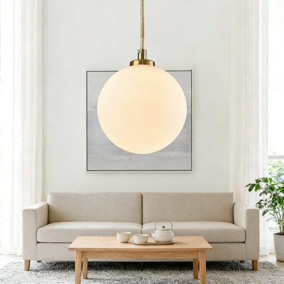 Lustre moderne de style Mid-Century avec abat-jour en verre sphérique, luminaire suspendu à intensité variable pour îlot de cuisine, salle à manger, chambre à coucher et salon