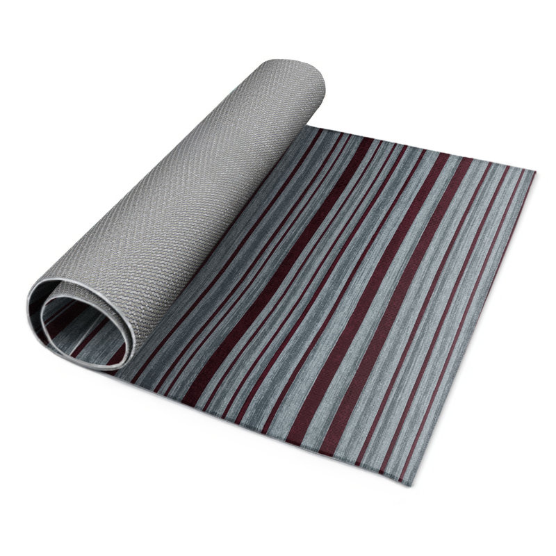 Tapis intérieur / extérieur gris HorizontalStripes, Rectangulaire 8 pi x 10 pi