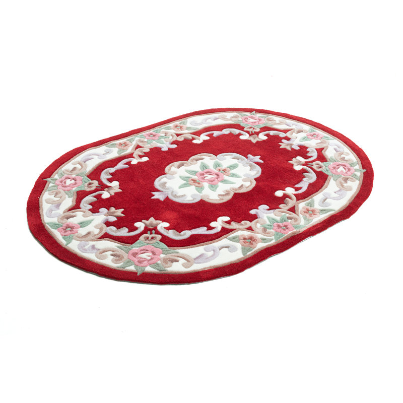 Costilla Hand Tufted Red Rug, Oval 120 x 170cm