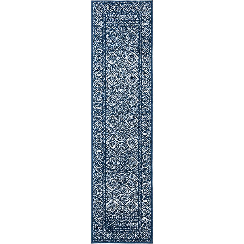 Tapis bleu marine / ivoire Callista, Tapis de couloir de 2 pi x 7 pi