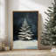 Moody, vert foncé, sapin de Noël, paysage d'hiver, décor de vacances, impression sur toile encadrée-107118546-107118542