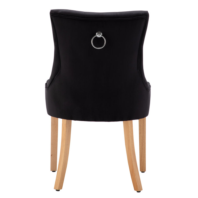 Avia 52cm H Velvet Upholstered Dining Chair, Black