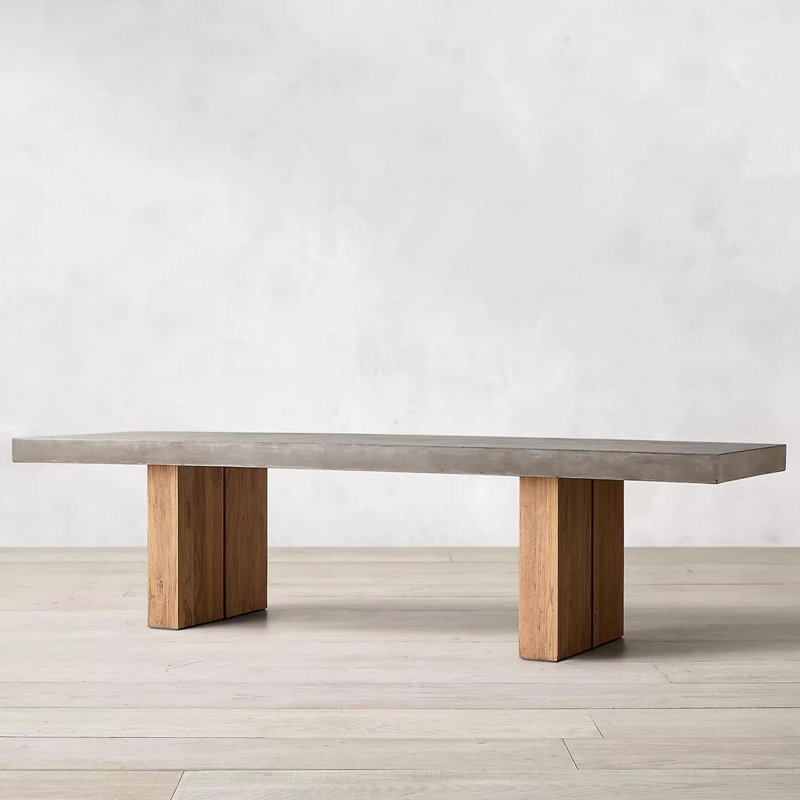 Table de salle à manger rectangulaire grise en bois massif, H 29,53 po x L 86,61 po x l 35,43 po