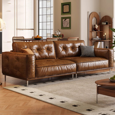 Brown Genuine Leather Standard Sofa