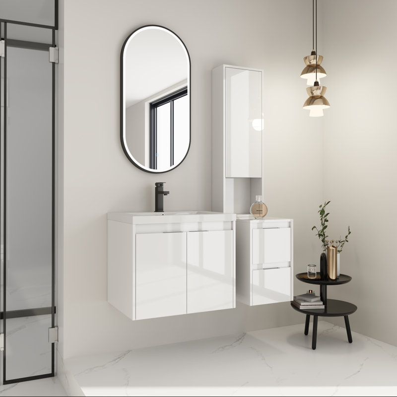 Ensemble de meuble-lavabo 48 po avec lavabo simple - Armoires à pharmacie blanches