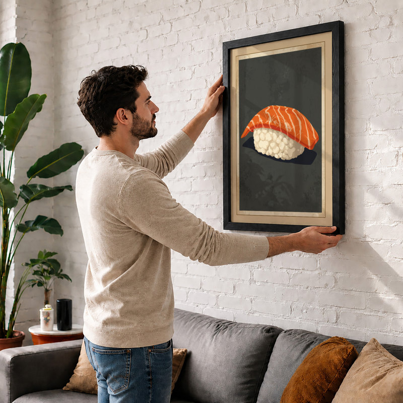 Nigiri Sushi Minimalist - Framed Print, Unframed, A1 - 84.1 x 59.4 cm