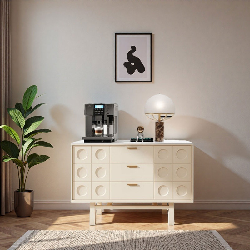 Buffet de salle à manger luxueux de style crème français, H 33,46 po x l 47,24 po x P 15,75 po, Crème, crème