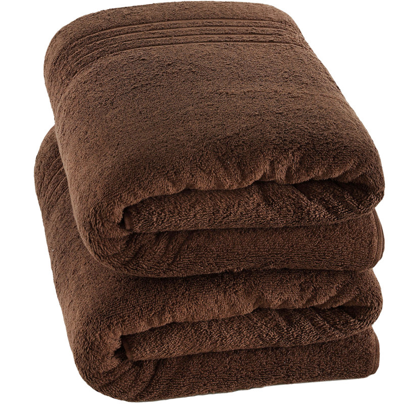 Ensemble de 2 draps de bain géants 100% coton, surdimensionnés et absorbants, Brun