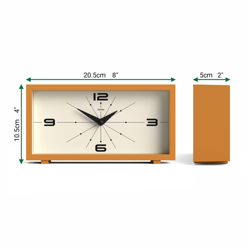 Analogue Plastic / Acrylic Quartz Movement / Crystal Tabletop Clock, Mustard Yellow