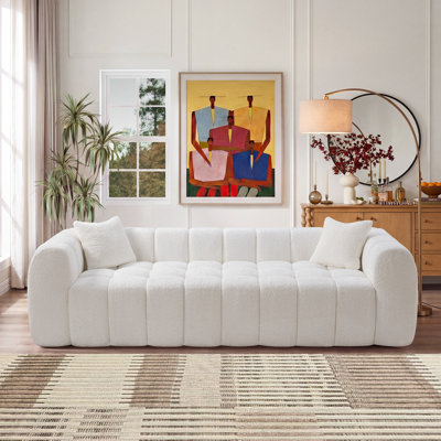Marshmallow Cloud Compressed Sofa, 102.7" Oversized with Two Cushions, Modern Soft Boucle Sofa for Living Room, Apartment