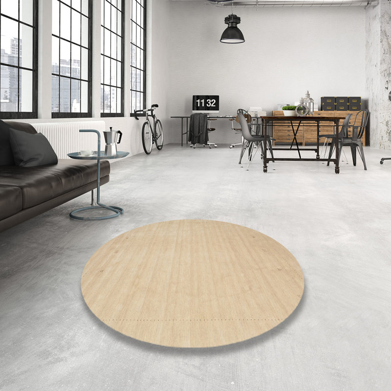 Surface beige contemporaine tapis, Rond 8 pi x 8 pi