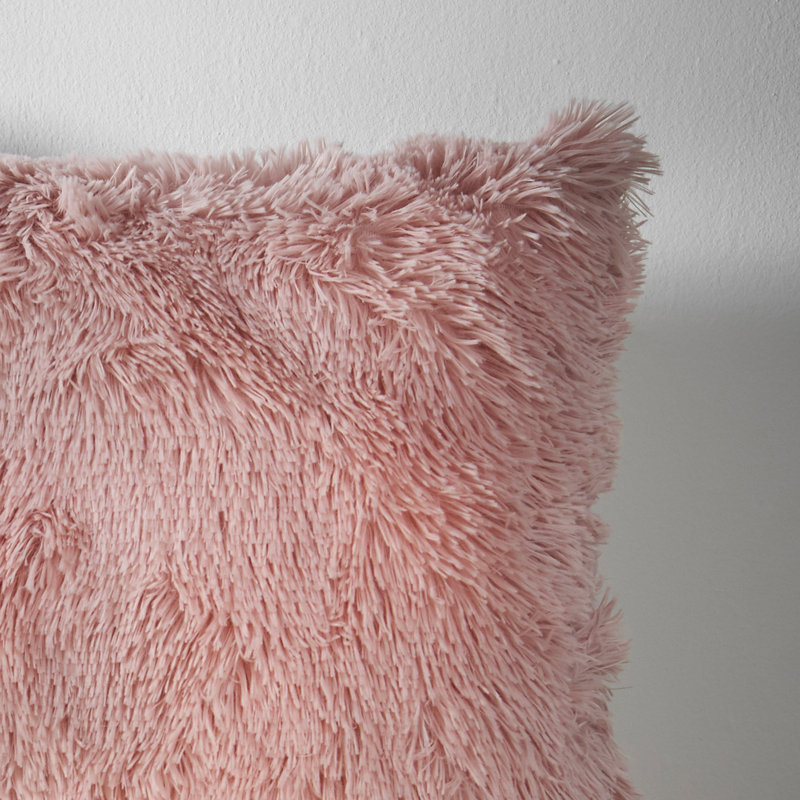 Cuddly Deep Pile Faux Fur Cushion Cover, Pink