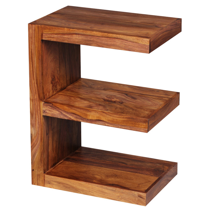 Mumbai Solid Wood Pedestal End Table, Sheesham