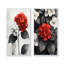 Hortensias monochromes avec décor de pétales rouges - Collection d'art mural floral 2 pièces-364429299-364429298
