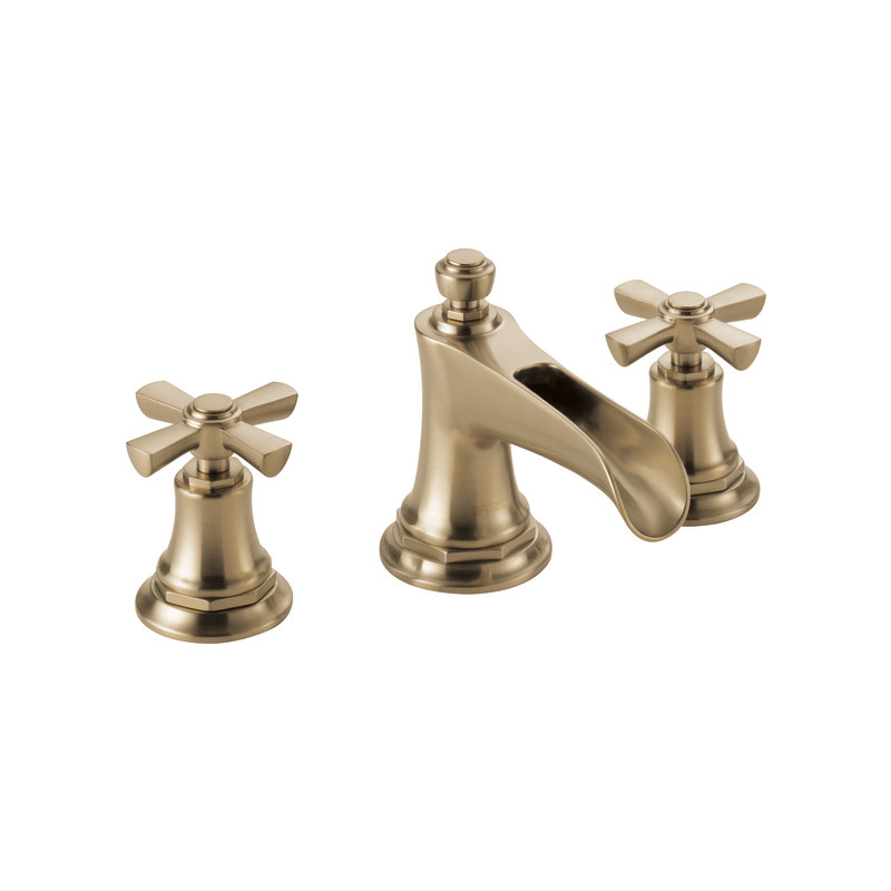 Rook® Widespread Bathroom Faucet with Drain Assembly, 1.2, Cross, Luxe Gold