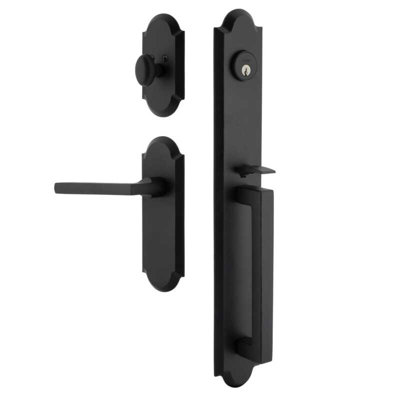 Ageless Iron Dome One-Piece Handleset with D-Grip with Dome Long Plate and Dirk Lever