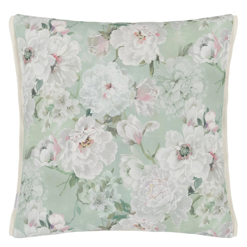 Fleur Blanche Eau de Nil Decorative Pillow