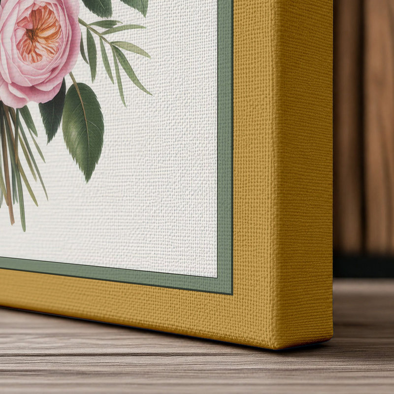 Pale Rose Arrangement Botanical - Wrapped Canvas, 24x16 - 61.0 x 40.6 cm, Ochre Border