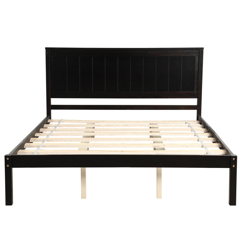 Lit plateforme en bois massif Julianne, Espresso, Grand