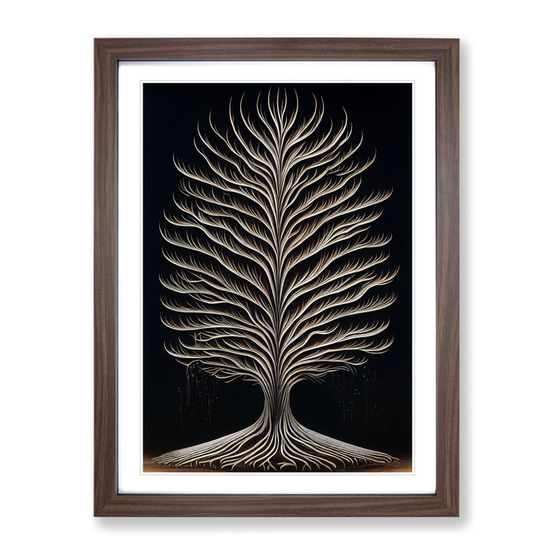 Classical Tree No.2 - Single Picture Frame Print, 64cm H x 46cm W x 2cm D, Walnut