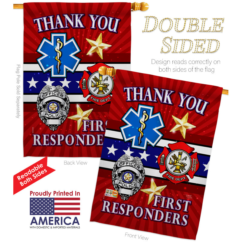 First Responders Multicolor Rectangular Garden Flag
