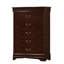 Commode haute Ryla, 5 tiroirs, poignées en métal nickelé, bois massif-100914585