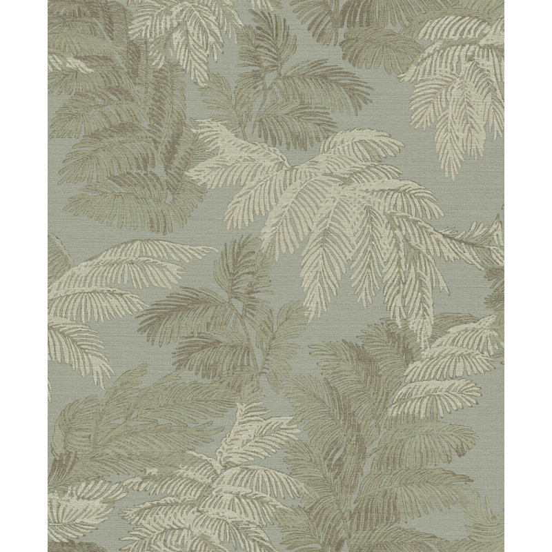 Pemberville 10.05m x 53cm Textured Wallpaper Roll, Green