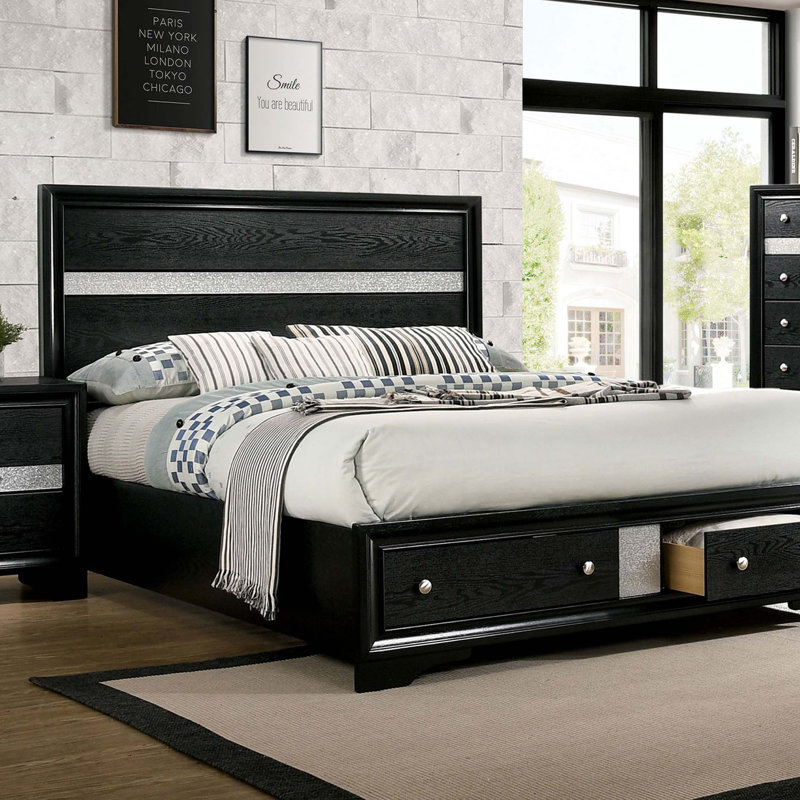 1pièce lit grand contemporain noir 1pc