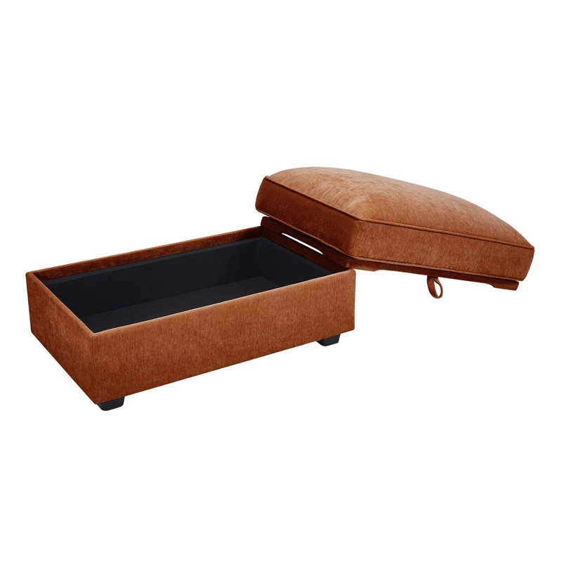 Modern Chenille Ottoman, Orange