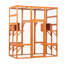 Grande enceinte pour chat orange avec espaces de couchage - 5 perchoirs, 2 condos, porte verrouillable