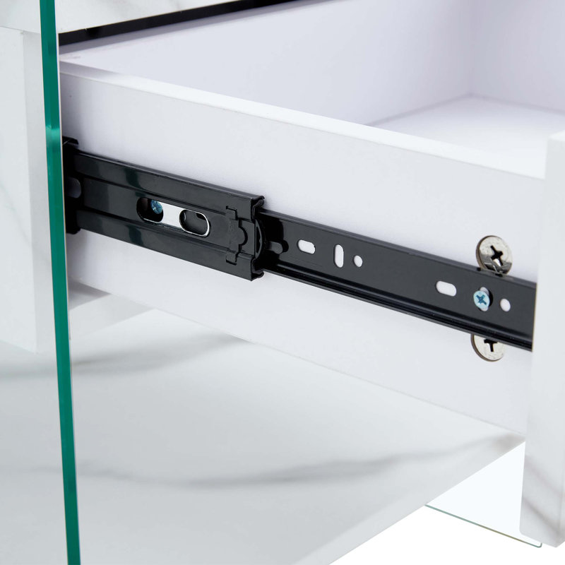 Bedside Table With Drawers, White