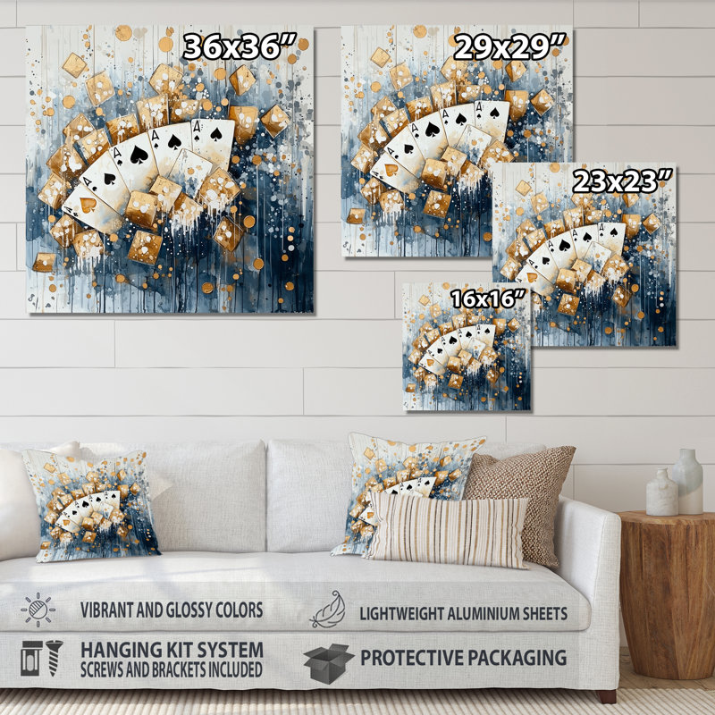 Casino Modern Baccarat Cards III - Entertainment Metal Wall Art, Casino Metal Print, 29" H x 29" W