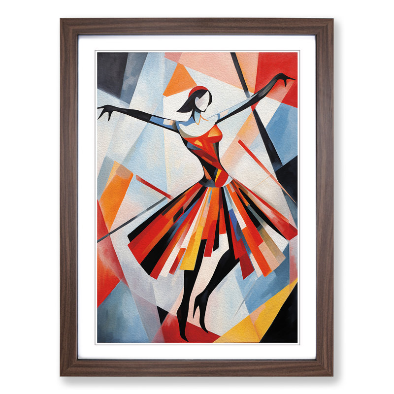 Ballet Dancer Constructivism - Framed Print, 64cm H x 46cm W x 2cm D, Walnut Framed