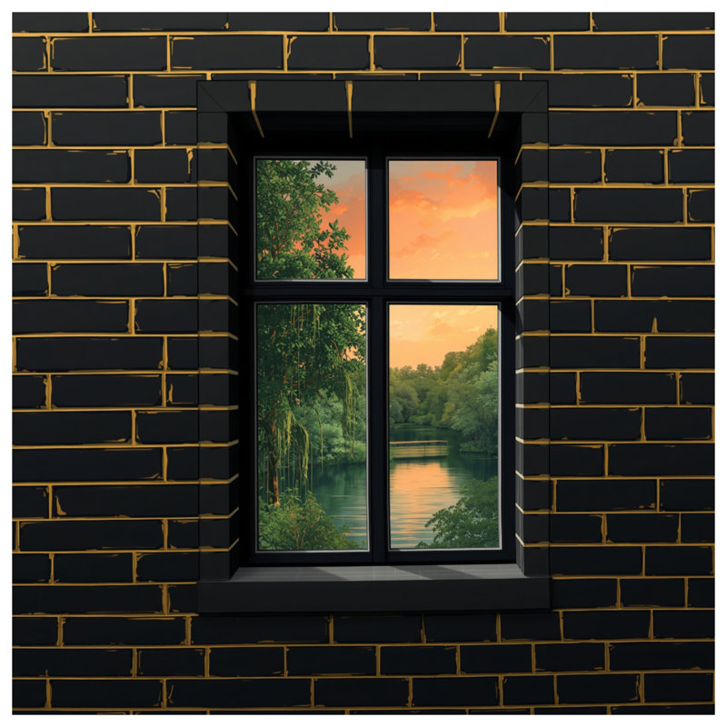 Couvertures de fenêtre murales en brique noire, L 50 po x H 60 po