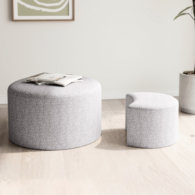 Élégante table d'appoint emboîtable - Tissu teint beige pour le salon de la chambre