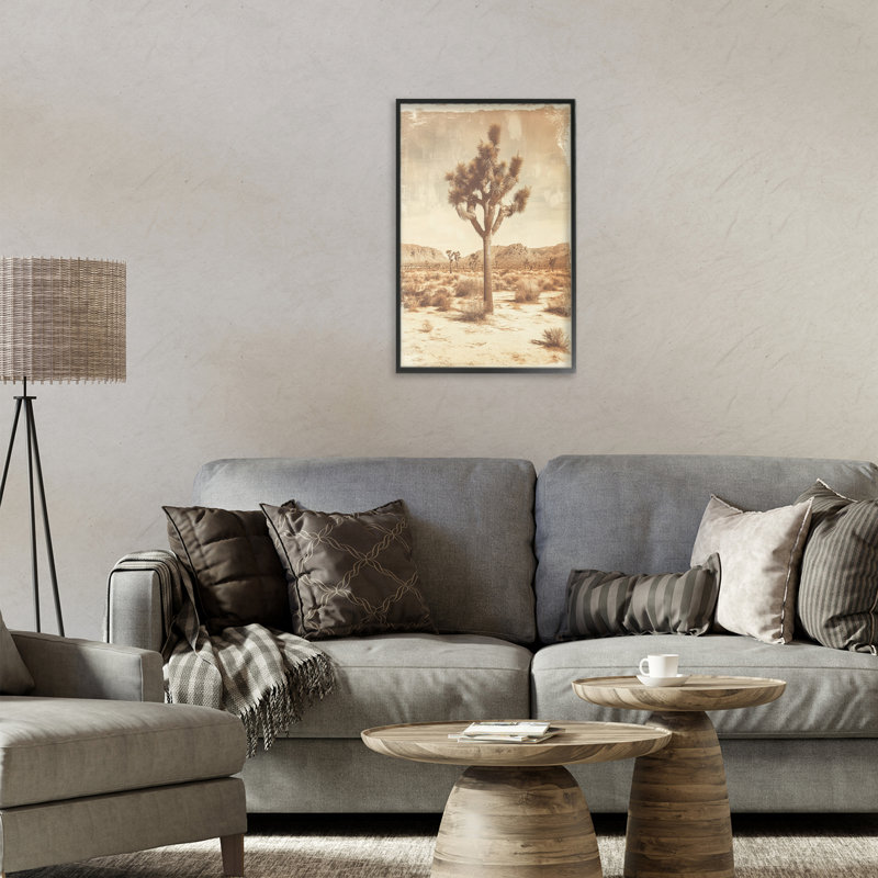 Estampe numérique du sud-ouest Lone Tree, par Petal Prints Design, H 18 po x l 12 po, Giclée encadrée noir minuit
