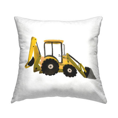 Conception de coussin décoratif jaune Bulldozer par Elizabeth Medley